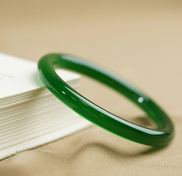 Jingle Bangle Female Natural Agate Chalcedony Bracelet Green Ice Seed Jade
