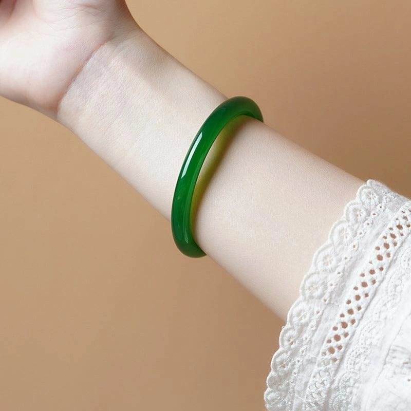 Jingle Bangle Female Natural Agate Chalcedony Bracelet Green Ice Seed Jade