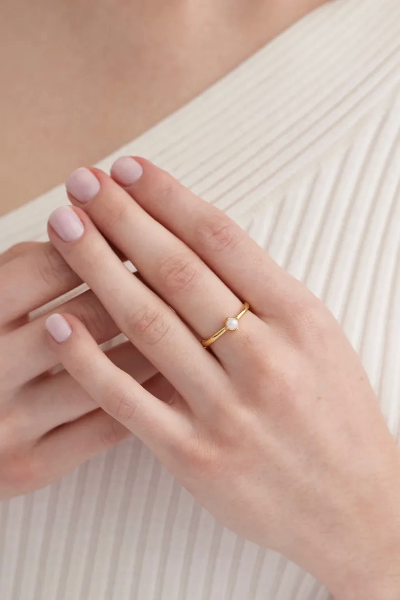 June Pearl Gold Birthstone Ring
