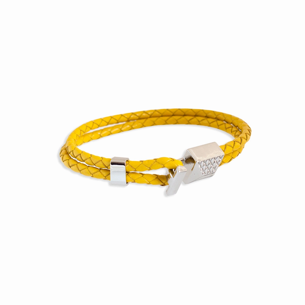 Just Cavalli Bracelet Braided Yellow Leather With Just Cavalli Logo fashion-jewelry  