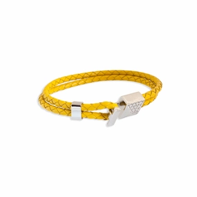 Just Cavalli Bracelet Braided Yellow Leather With Just Cavalli Logo fashion-jewelry  