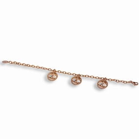 Just Cavalli Bracelet Ip Rose Gold Chain With 3 Pcs Round Jc Logo Charm fashion-jewelry  