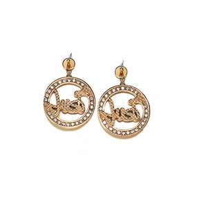 Just Cavalli Earrings Ip Gold Dangling Style & Just Logo Matt Finish 
