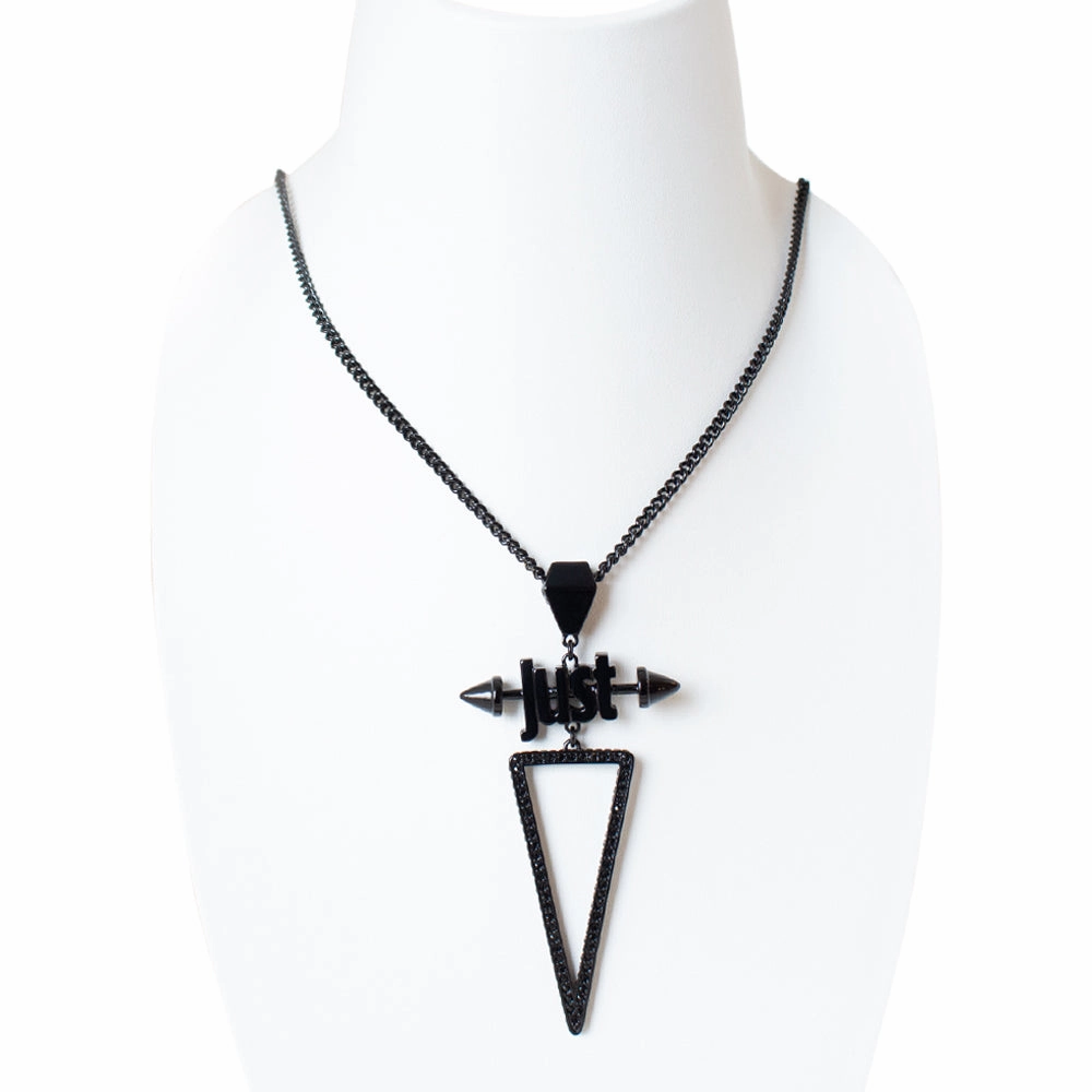 Just Cavalli Neckalce Black With Just?& Triangle Pendant & Stone fashion-jewelry  