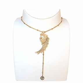 Just Cavalli Necklace Ip Gold Chain With Just Cavalli Logo & Angel Wing & Jc Logo Pendant fashion-jewelry  