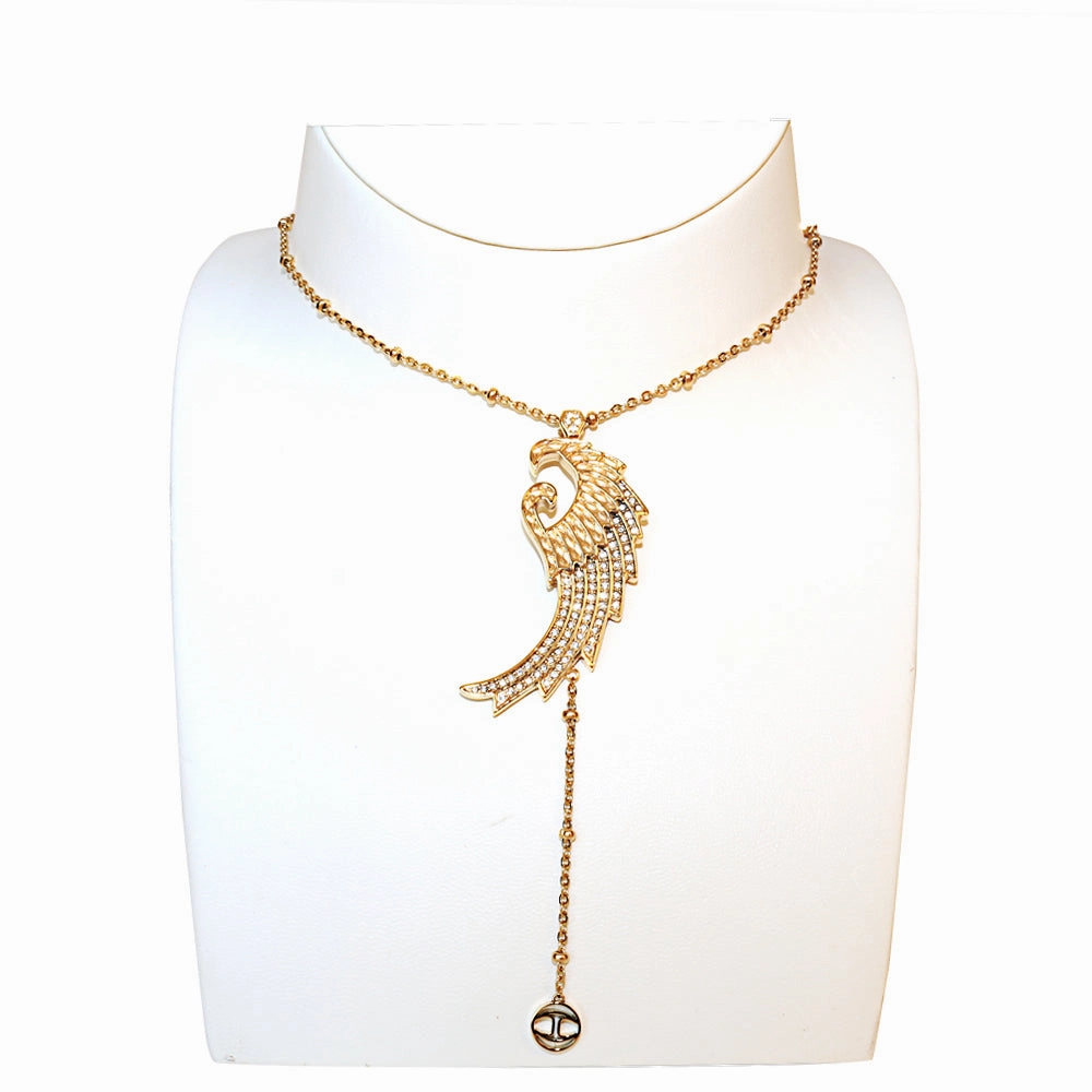 Just Cavalli Necklace Ip Gold Chain With Just Cavalli Logo & Angel Wing & Jc Logo Pendant fashion-jewelry  