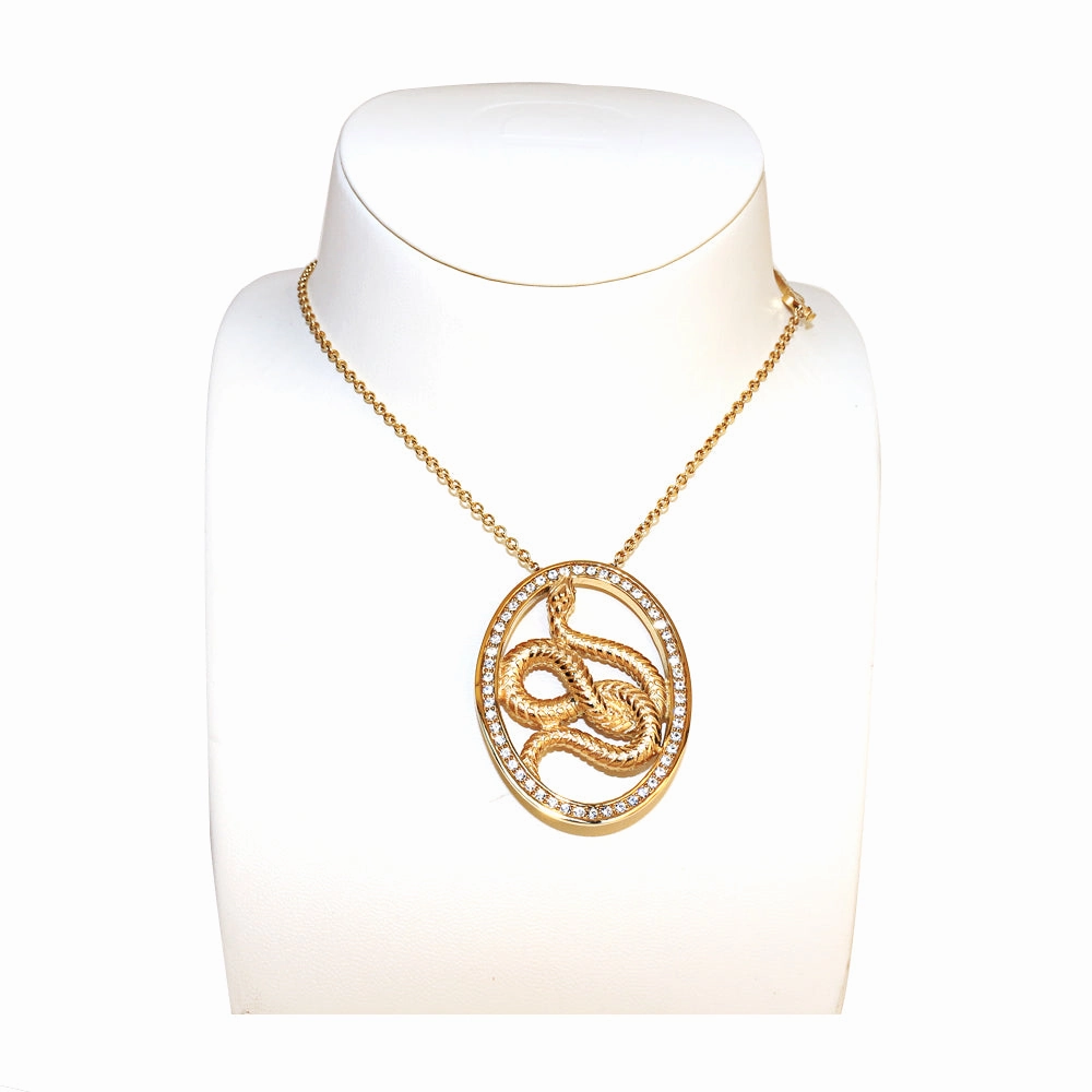 Just Cavalli Necklace Ip Gold Chain With Just Cavalli Logo & Snake Pendant fashion-jewelry  