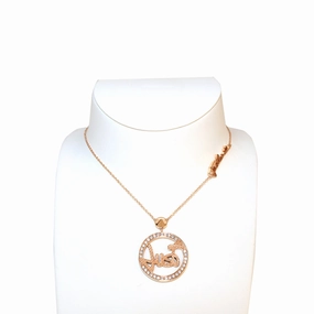 Just Cavalli Necklace Ip Rose Gold Chain With Just Cavalli Logo & Round Shape & Just Logo Pendant fashion-jewelry  