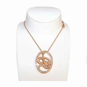 Just Cavalli Necklace Ip Rose Gold Chain With Oval Shape & Snake Pendant fashion-jewelry  