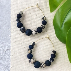 KANTHA INDIGO GRADUATED HOOPS ear-ear-stud  