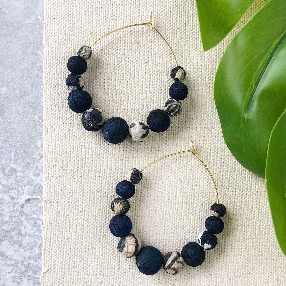 KANTHA INDIGO GRADUATED HOOPS ear-ear-stud  