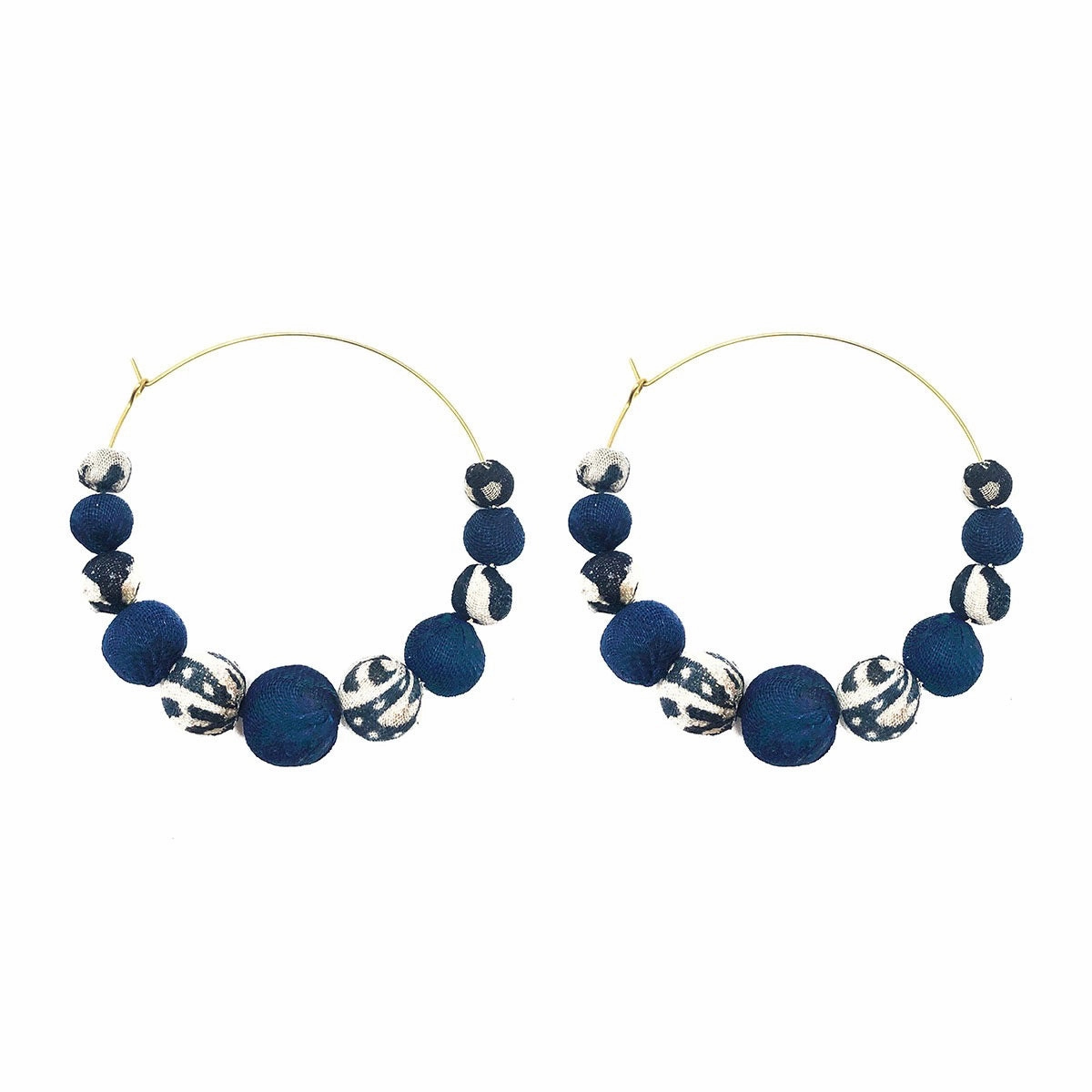 KANTHA INDIGO GRADUATED HOOPS