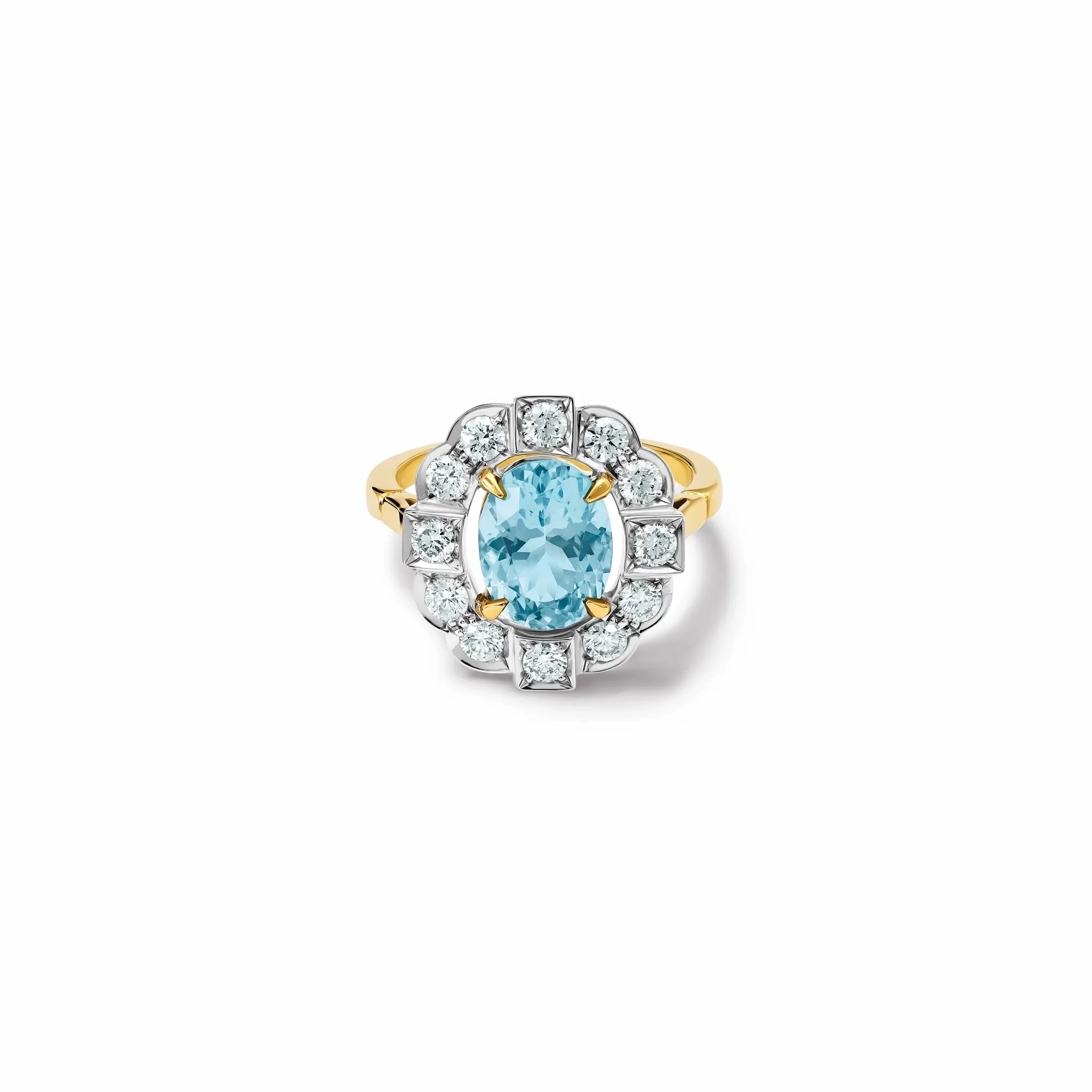 Katterina Ring 18ct Yellow &amp; White Gold - Aquamarine &amp; Diamond