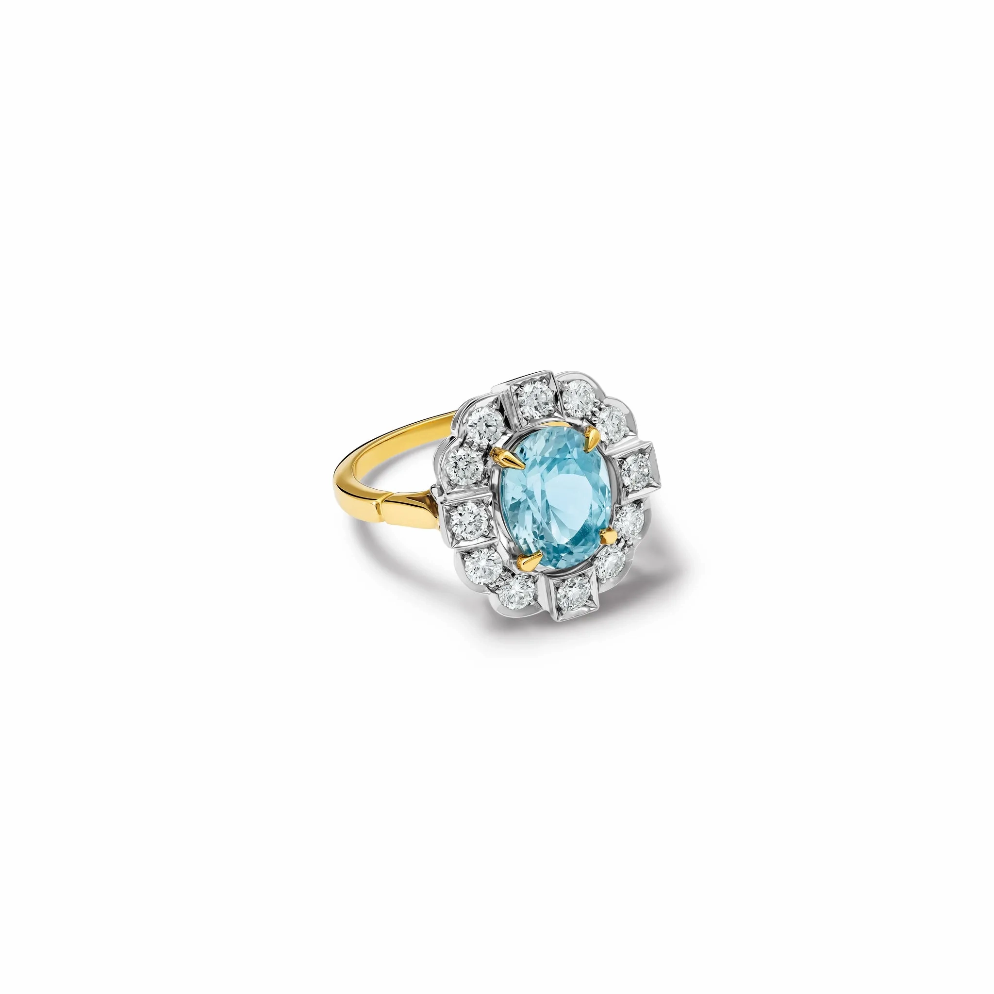 Katterina Ring 18ct Yellow &amp; White Gold - Aquamarine &amp; Diamond