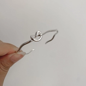 Knotted Heart Wave S925 Sterling Silver Bracelet 