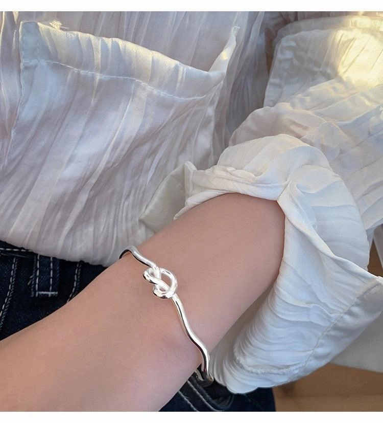 Knotted Heart Wave S925 Sterling Silver Bracelet