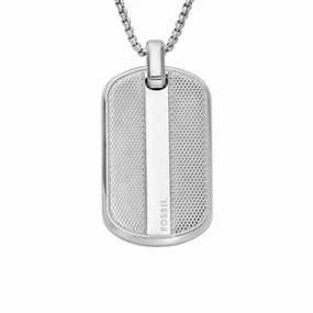 Knox Knurled Texture Stainless Steel Dog Tag Necklace fashion-jewelry  