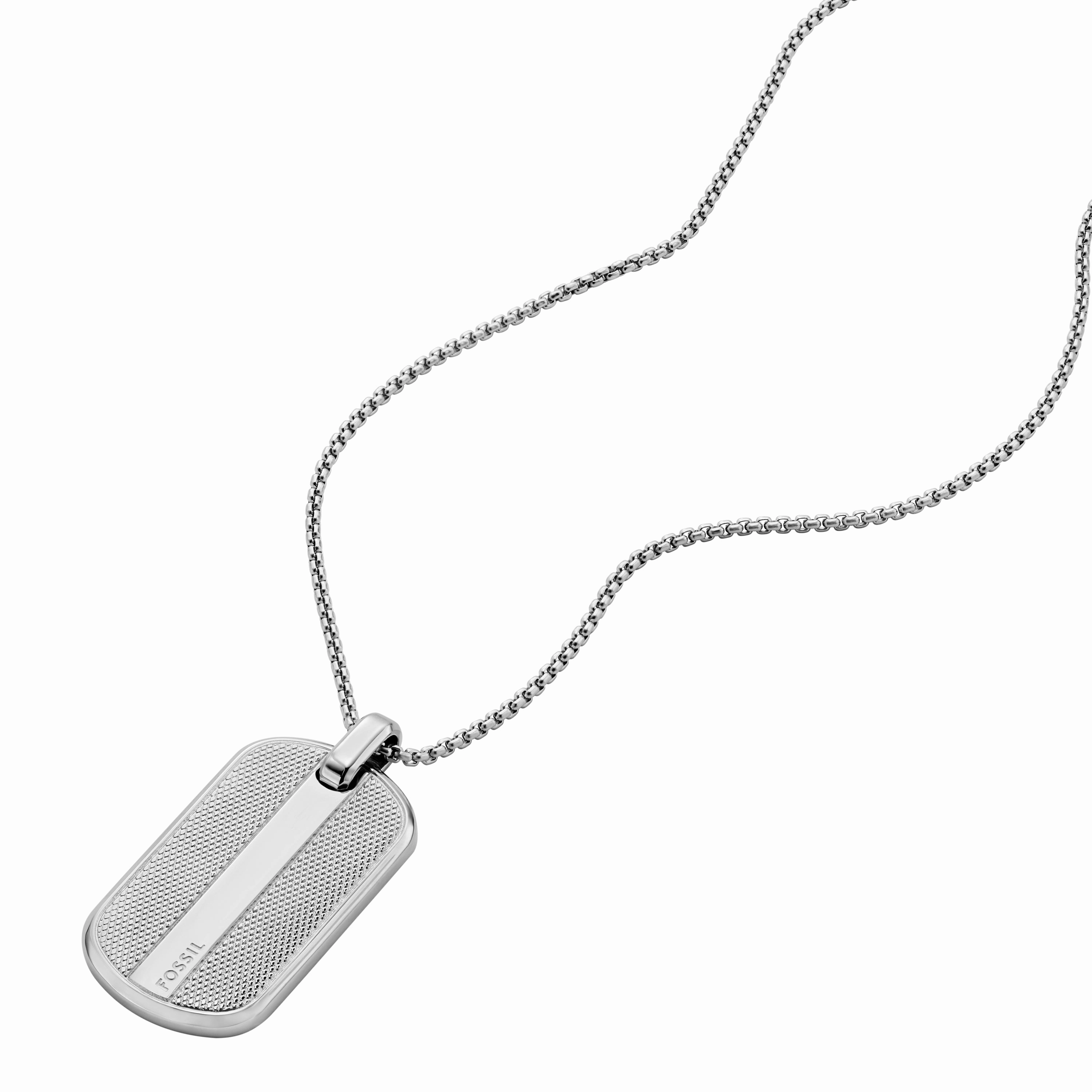 Knox Knurled Texture Stainless Steel Dog Tag Necklace
