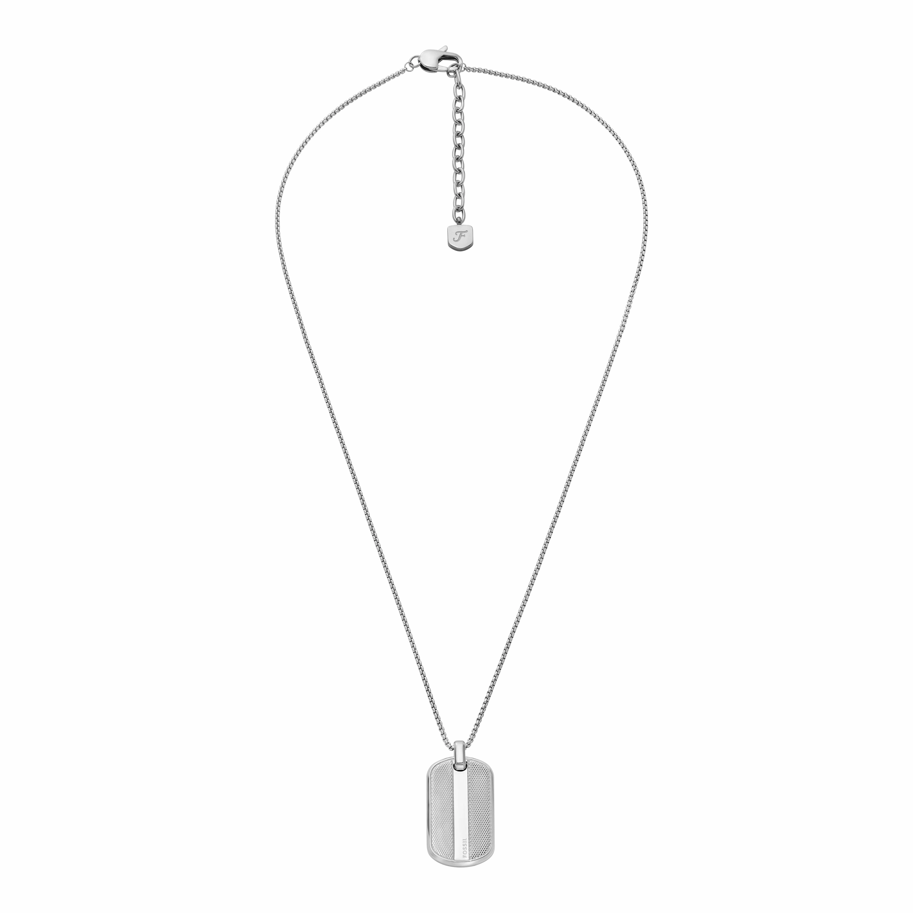 Knox Knurled Texture Stainless Steel Dog Tag Necklace