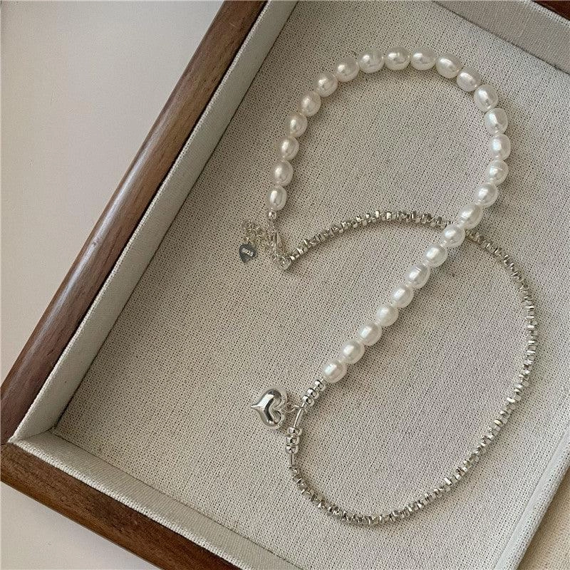 Korean Fashion Pearl Silver Necklace