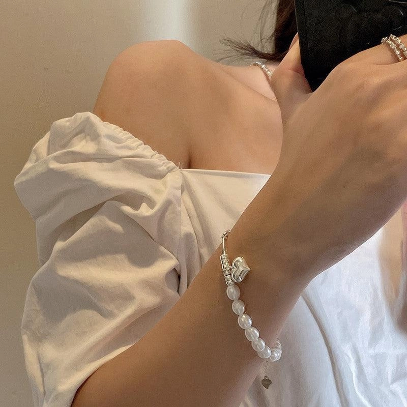 Korean Fashion Pearl Silver Necklace