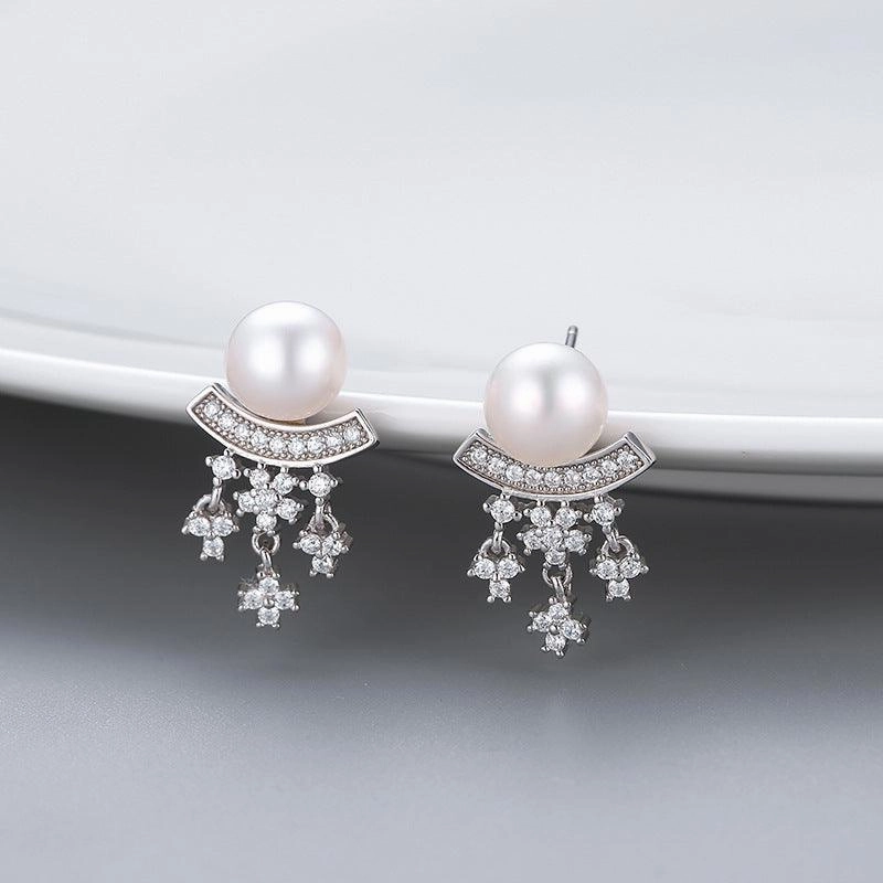 Korean Style Long Snowflake Earrings 