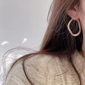 Korean Version 925 Sterling Silver Stud Earrings With Large Circle 