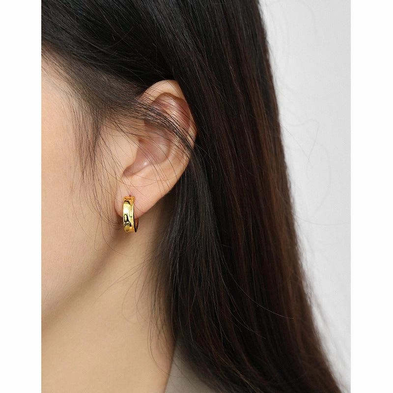 Korean Version Of Ins Geometric Circle Smooth S925 Sterling Silver Earrings For Women