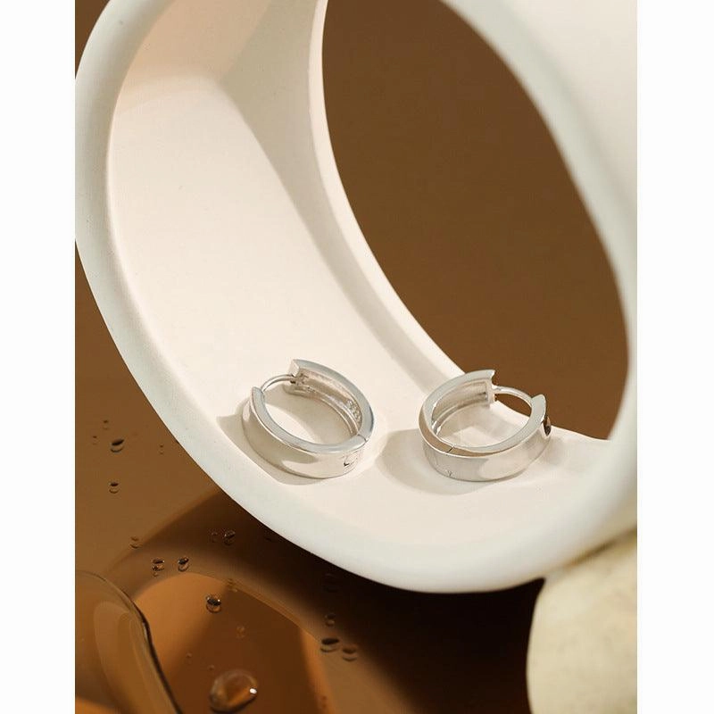 Korean Version Of Ins Geometric Circle Smooth S925 Sterling Silver Earrings For Women