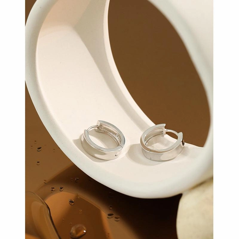 Korean Version Of Ins Geometric Circle Smooth S925 Sterling Silver Earrings For Women