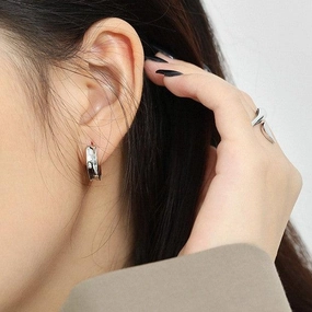 Korean Version Of Ins Geometric Circle Smooth S925 Sterling Silver Earrings For Women 