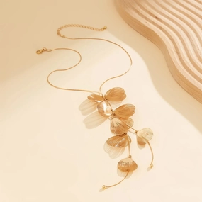 Kpop Flower Petal Pendant Choker Necklace 