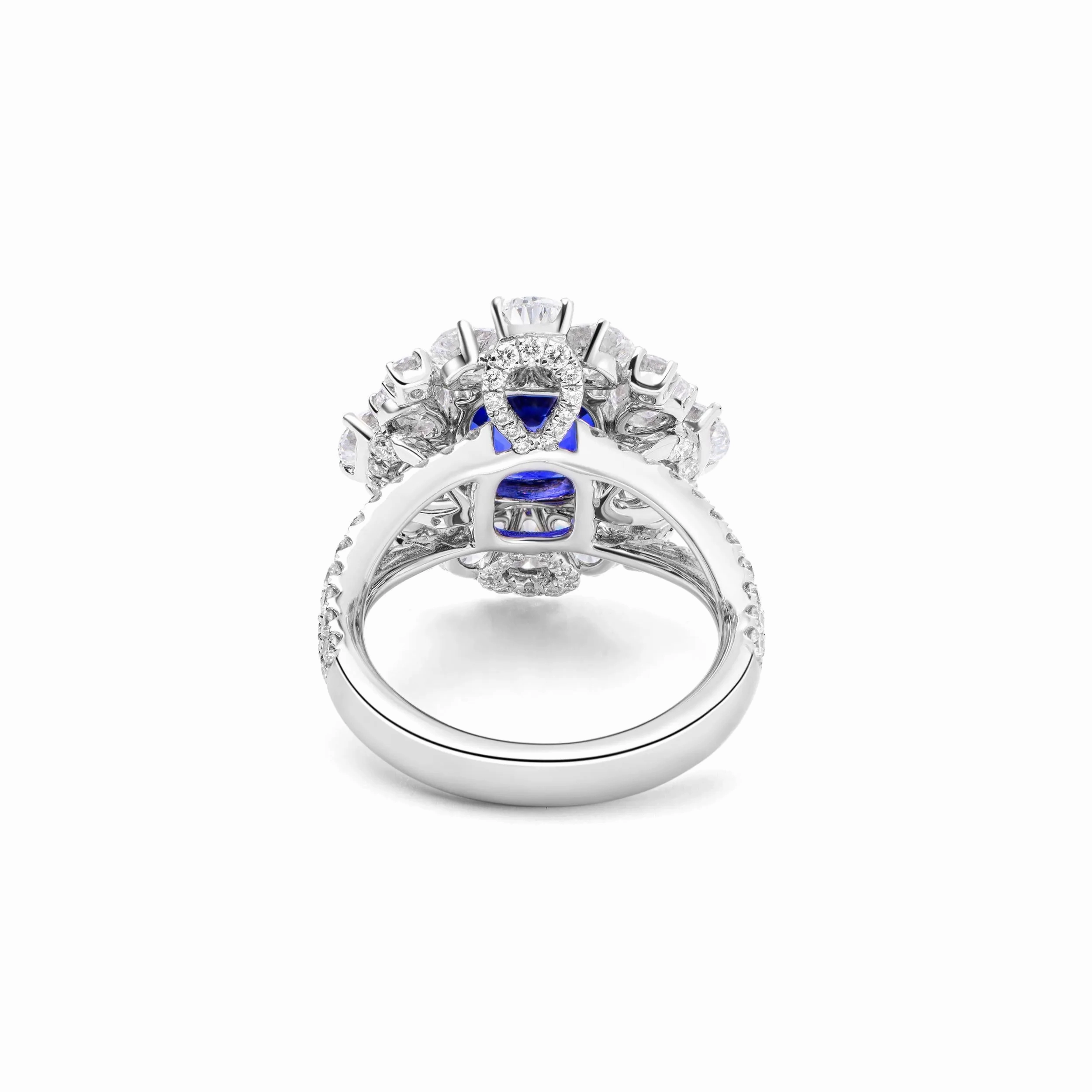 KS Sze &amp; Sons White Gold, Sapphire and Diamond Ring