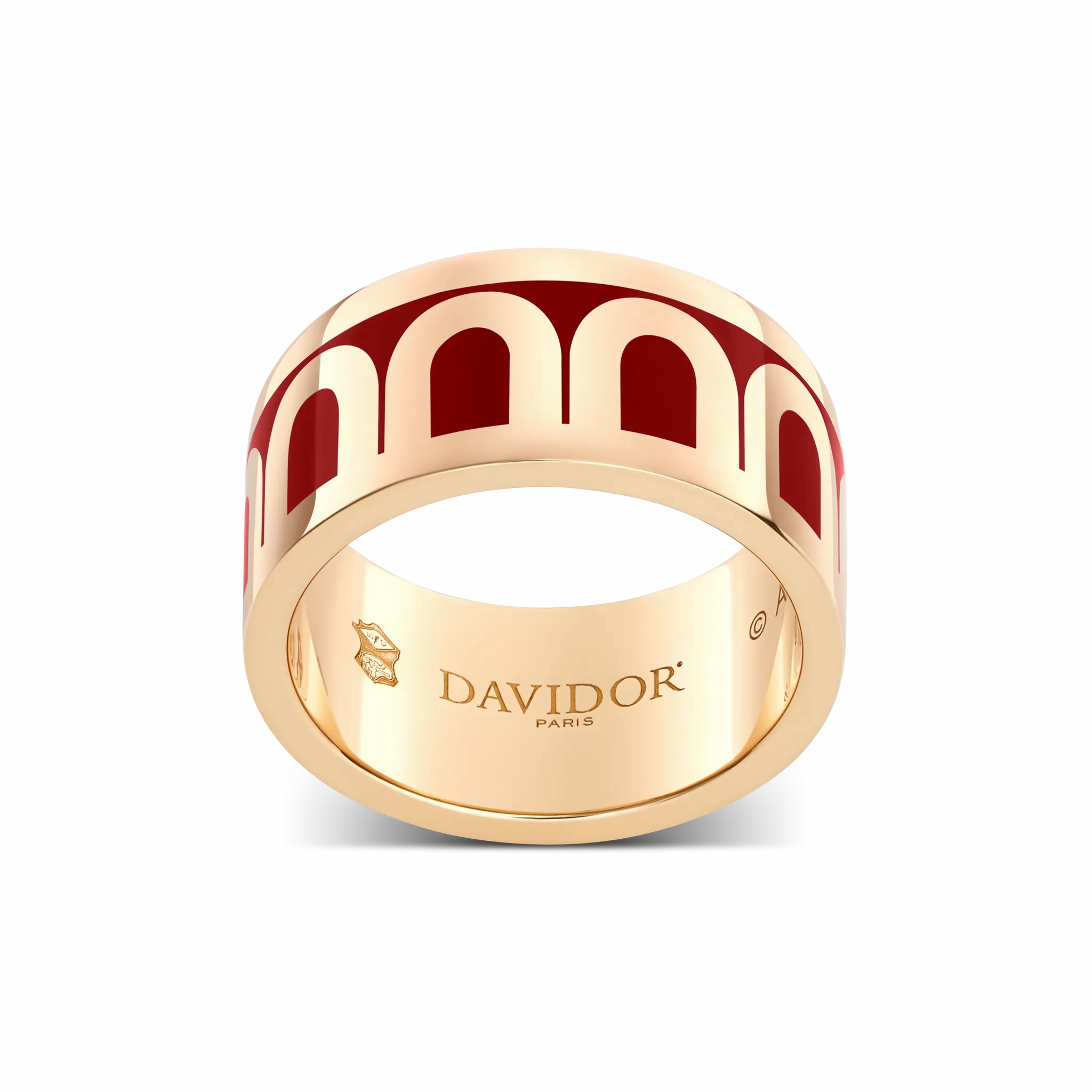 L'Arc de DAVIDOR Ring GM, 18k Rose Gold with DAVIDOR Bordeaux Lacquered Ceramic