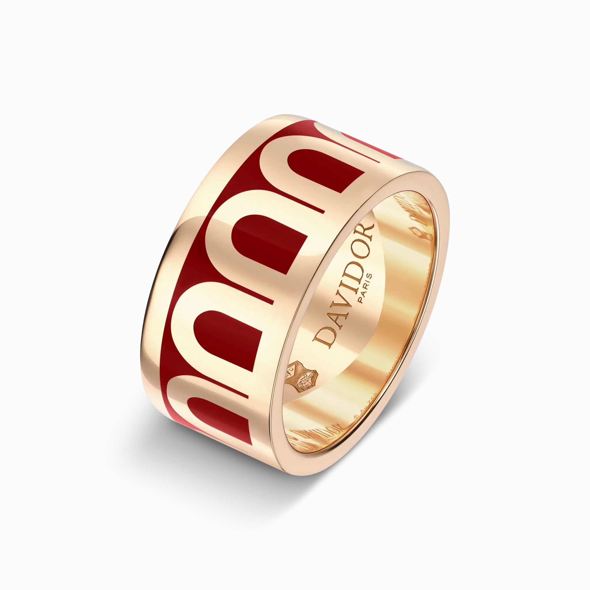 L'Arc de DAVIDOR Ring GM, 18k Rose Gold with DAVIDOR Bordeaux Lacquered Ceramic