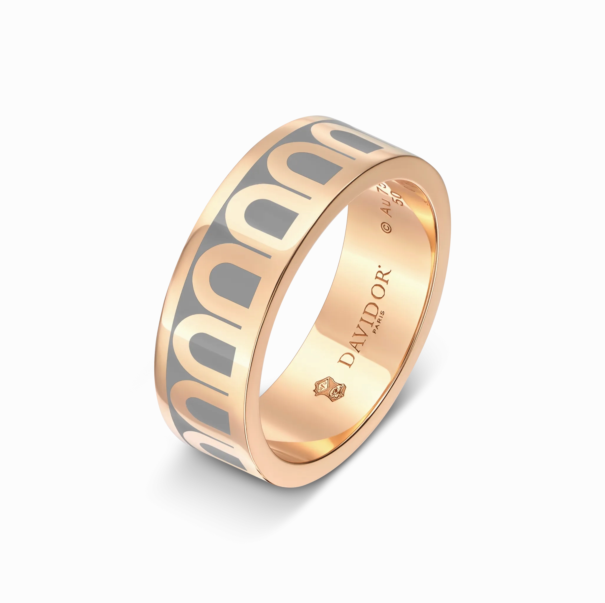 L'Arc de DAVIDOR Ring MM, 18k Rose Gold with Anthracite Lacquered Ceramic