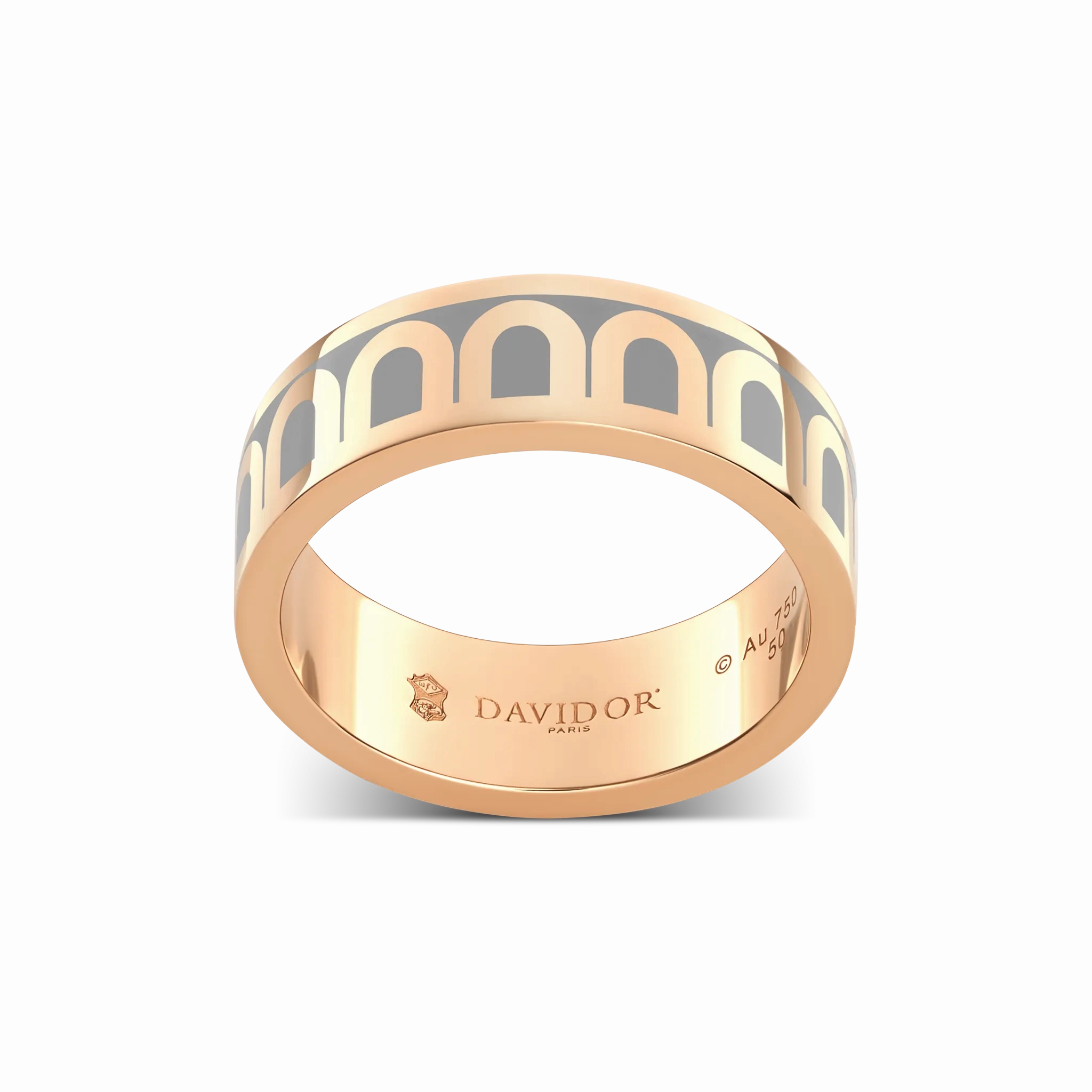 L'Arc de DAVIDOR Ring MM, 18k Rose Gold with Anthracite Lacquered Ceramic