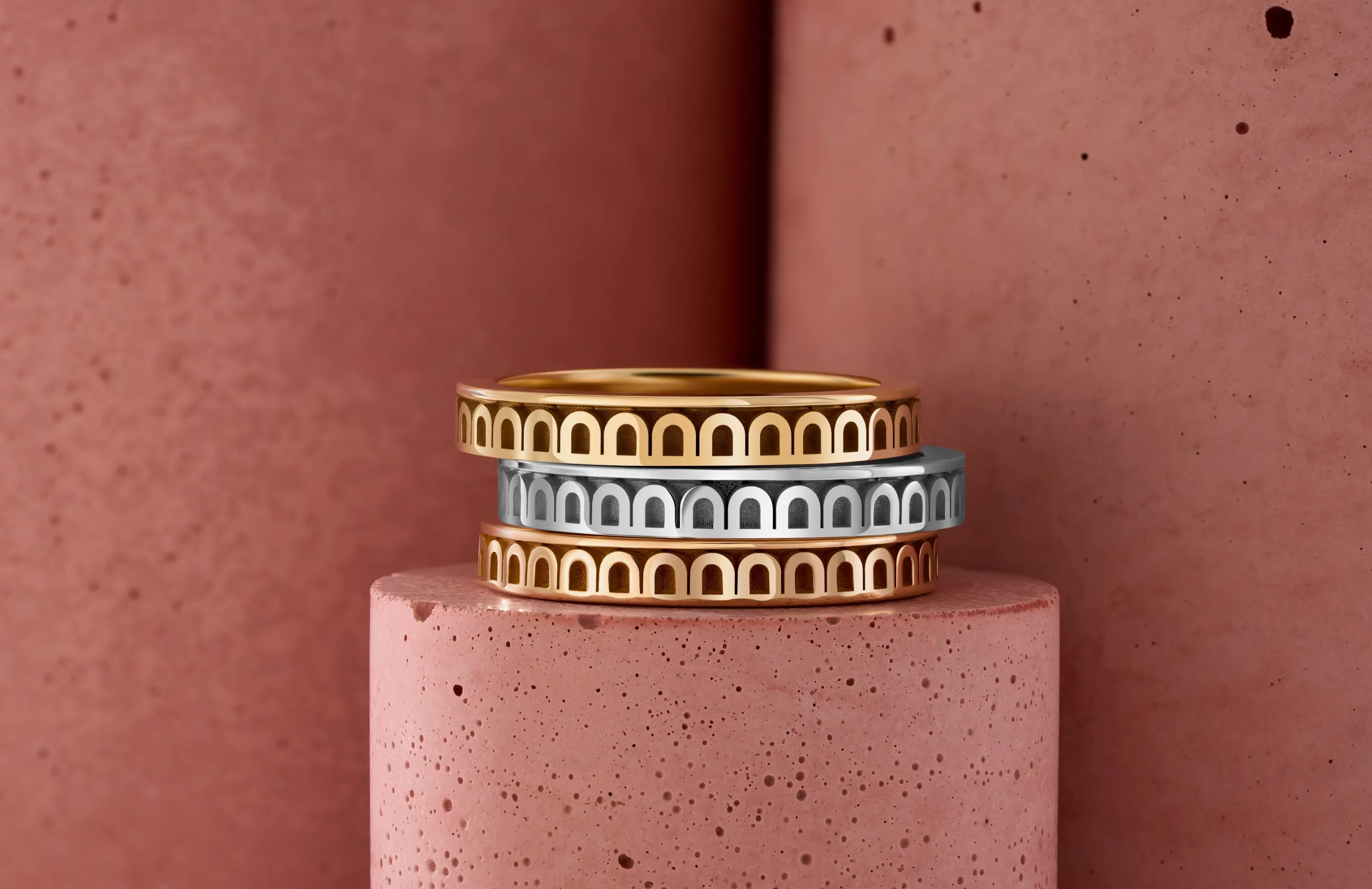 L'Arc de DAVIDOR Ring PM, 18k Rose Gold with Satin Finish