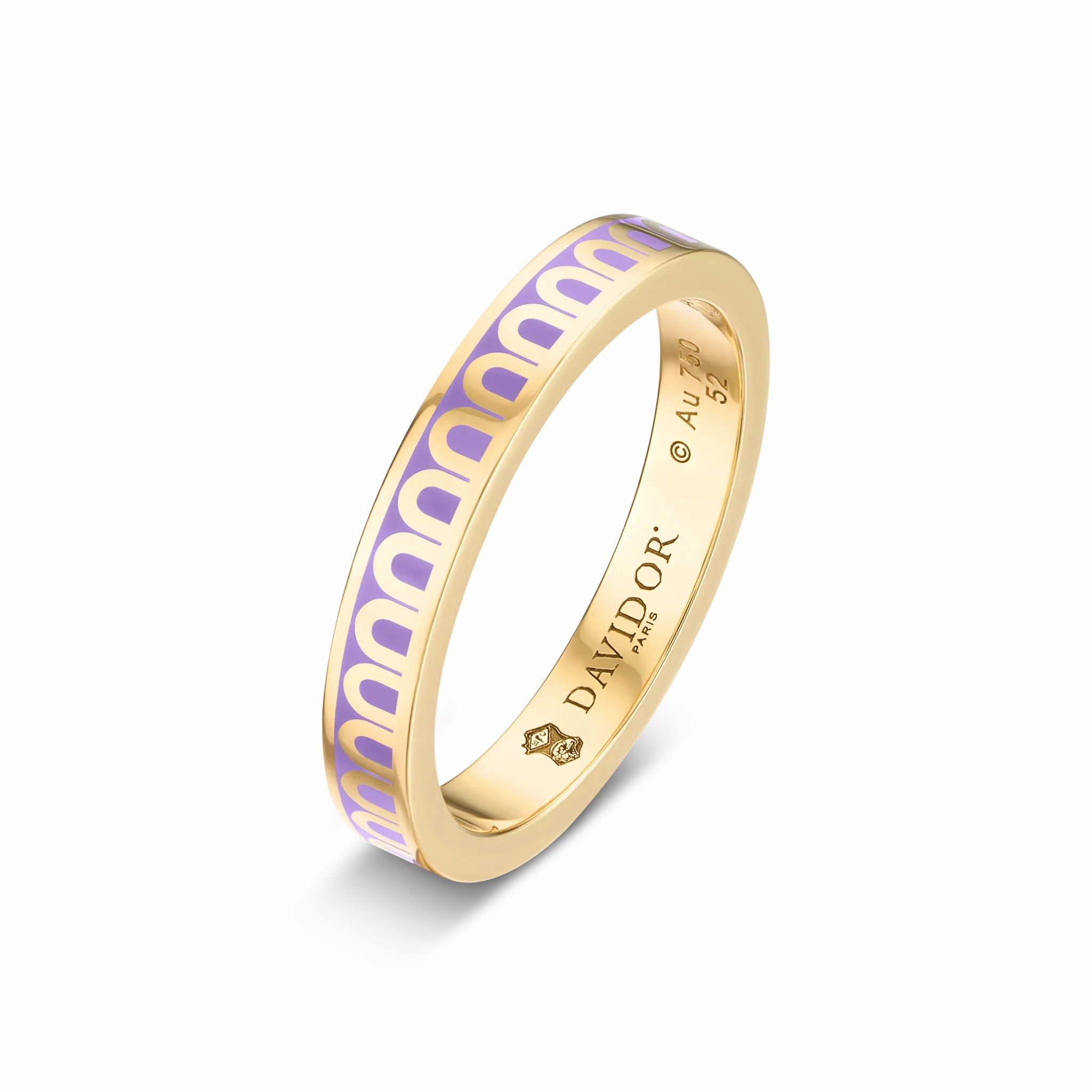 L'Arc de DAVIDOR Ring PM, 18k Yellow Gold with Lavande Lacquered Ceramic