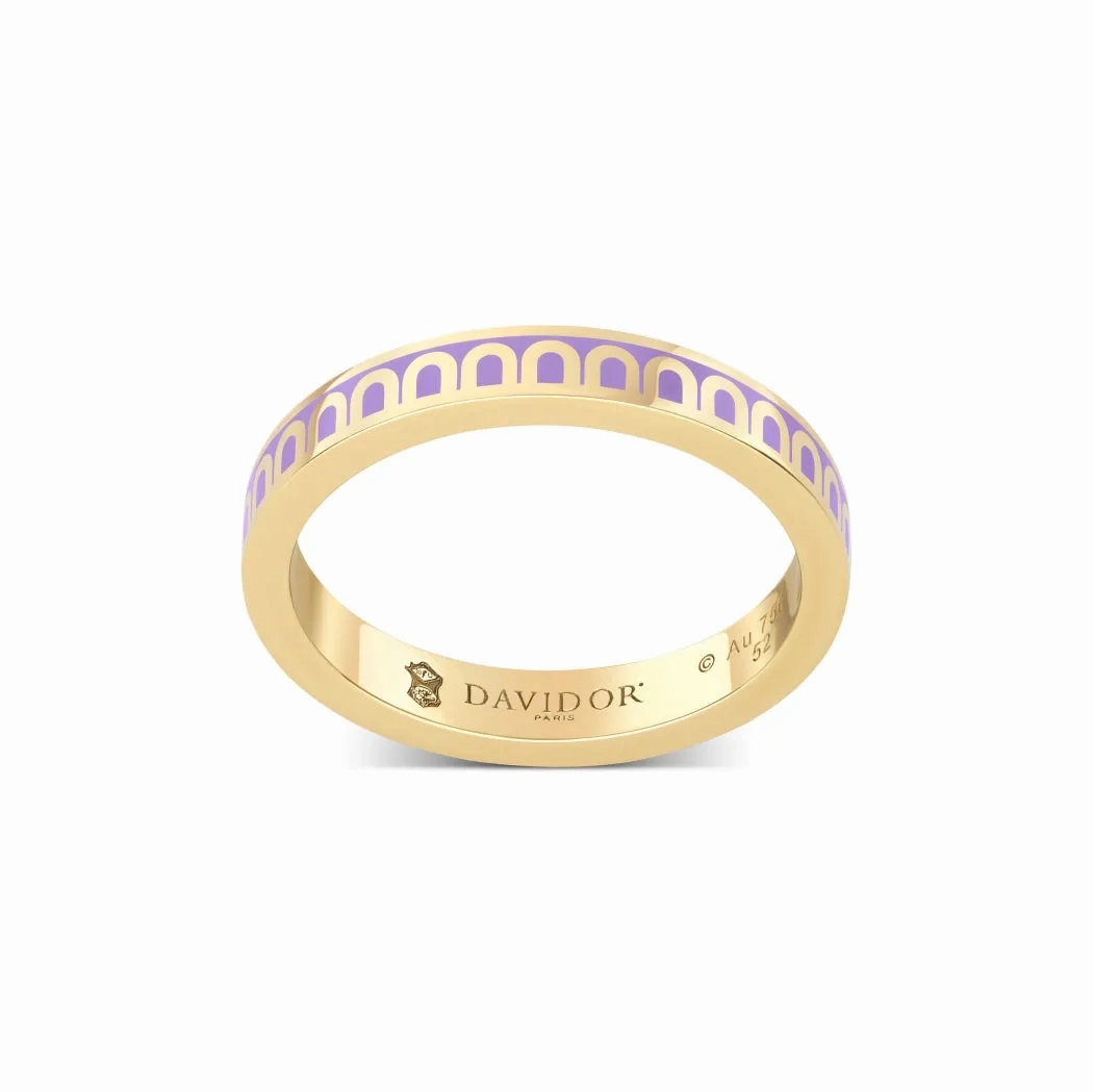 L'Arc de DAVIDOR Ring PM, 18k Yellow Gold with Lavande Lacquered Ceramic