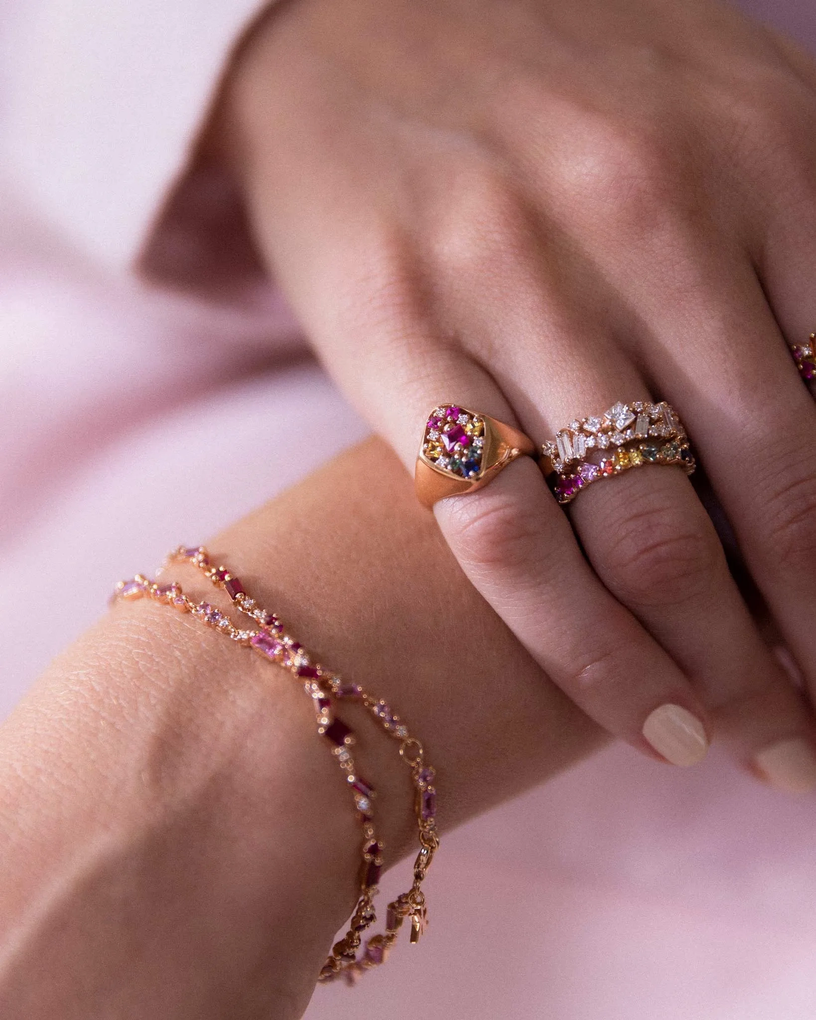 La Fantaisie Cosmic Rainbow Sapphire Eternity Band