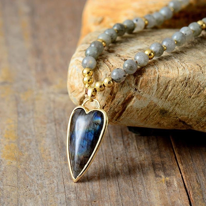 Labradorite Love Pendant Necklace High Quality