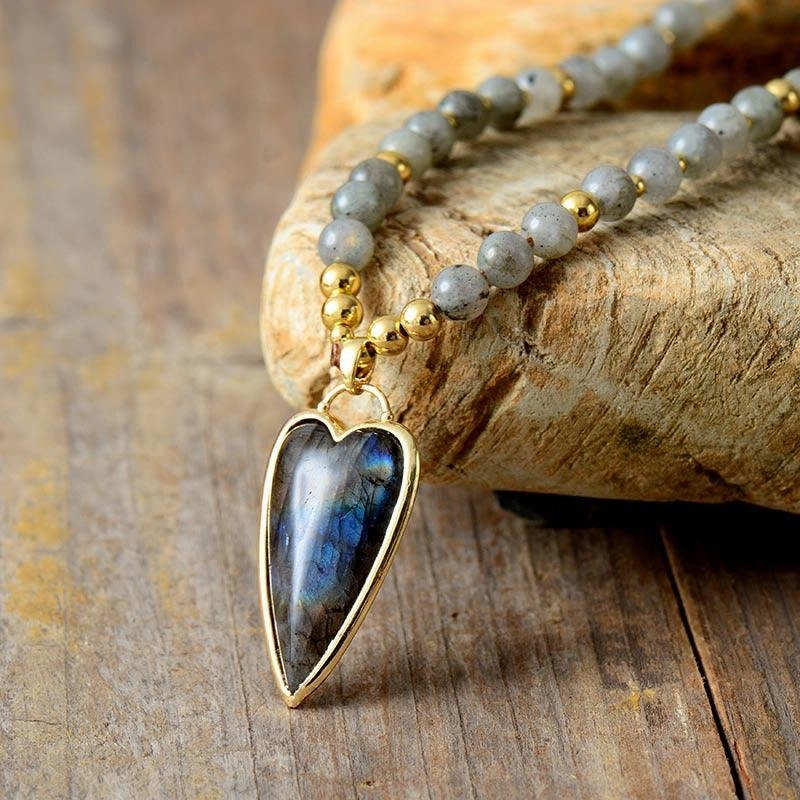 Labradorite Love Pendant Necklace High Quality