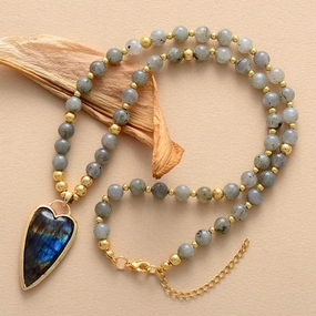 Labradorite Love Pendant Necklace High Quality 