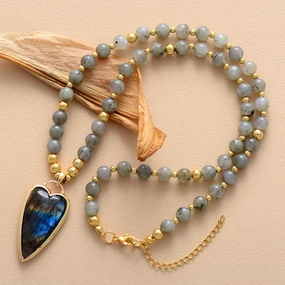 Labradorite Love Pendant Necklace High Quality 