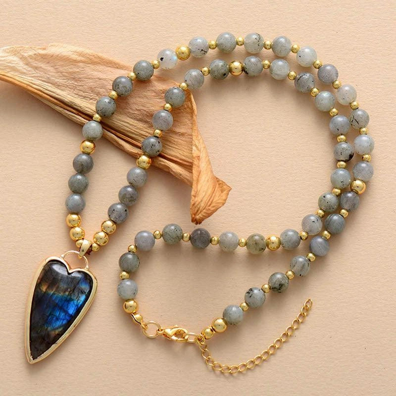 Labradorite Love Pendant Necklace High Quality 