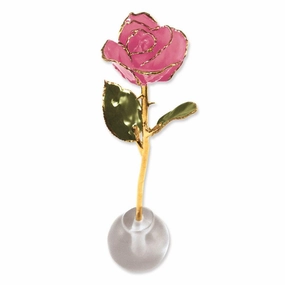 Lacquer Dipped Gold Trim Knob Stand Pink Spring Rose Set suit-set  