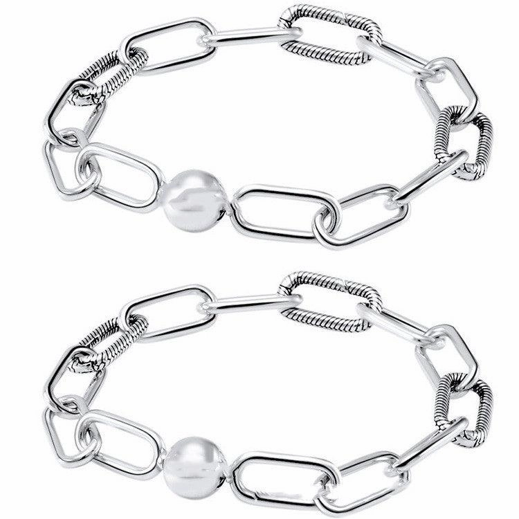 Ladies Fashion Silver Bracelet Tie Interweave Beads
