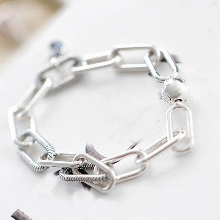 Ladies Fashion Silver Bracelet Tie Interweave Beads
