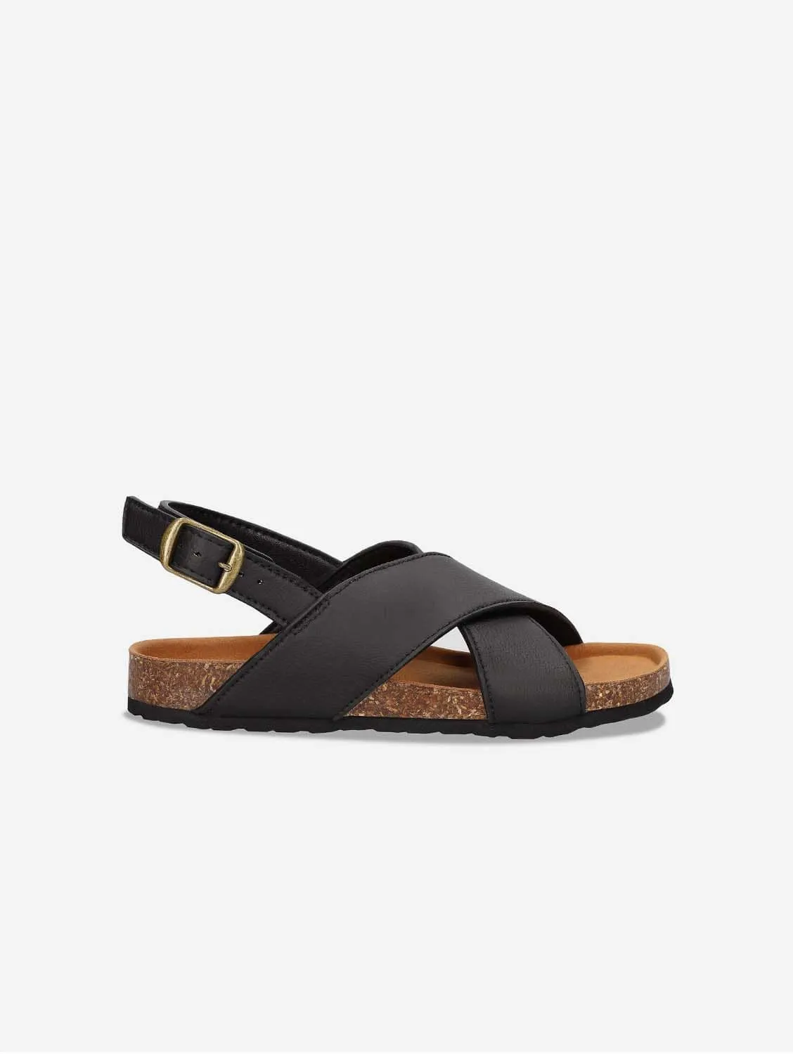Lanta Unisex Vegane Apfel-Leder Sandalen | Schwarz
